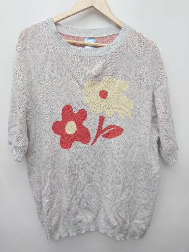 ◇ ⊂ BLESS YOU ALL フラワー 半袖 ニット トップス サイズF グレー メンズ P 【中古】 ◇ ⊂ BLESS YOU ALL フラワー 半袖 ニット トップス サイズF グレー メンズ P 【中古】