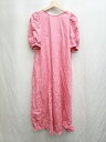 ◇ ⊂ w closet ダブルクローゼット バックオープン パフスリーブ 半袖 膝下 ワンピース サイズF ピンク レディース P 【中古】