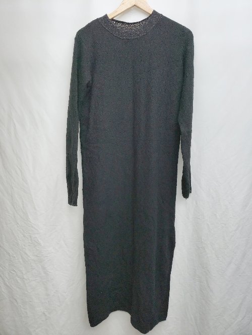 ◇ ⊇ JEANASIS ジーナシス 長袖 膝下丈 ニット ワンピース サイズF ブラック レディース P 【中古】
