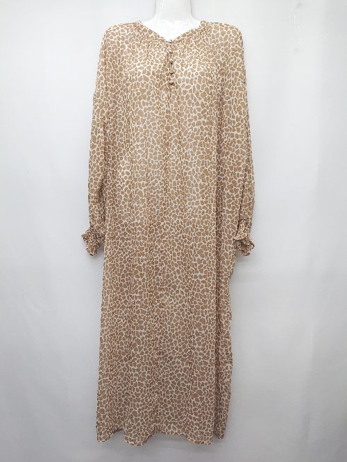 ◇ ◎ ⊂ Simplicite シンプリシテェ 総柄 長袖 膝下丈 ワンピース 表記なし ベージュ レディース P 【中古】