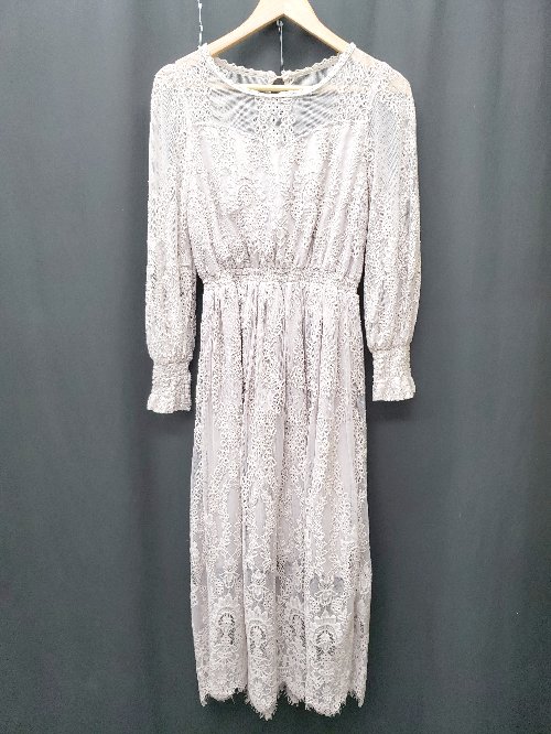 ◇ ⊂ couture BY ROJITA レース チュール 長袖 ロング ワンピース サイズF くすみピンク レディース P 【中古】