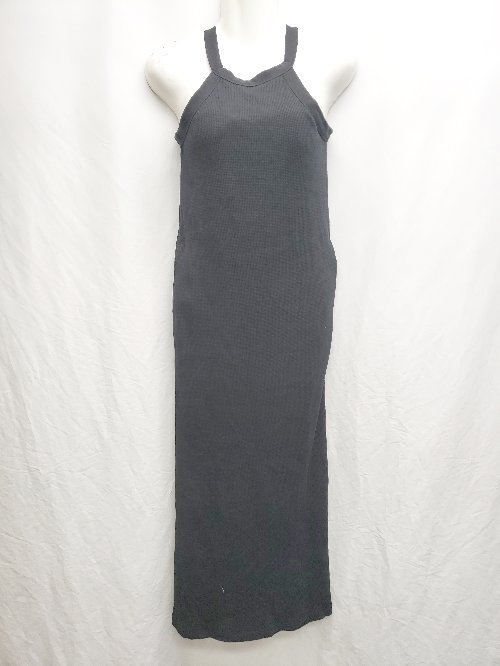 ◇ ⊂ A.I.C カップ付き ワッフル スリット 膝下 アメスリ ワンピース サイズ表記なし ブラック レディース P 【中古】