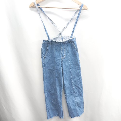 ◇ Θ GLOBAL WORK 取り外し可能サスペンダー付き キッズ ストレートデニムパンツ サイズ130 ブルー 女の子 E 【中古】