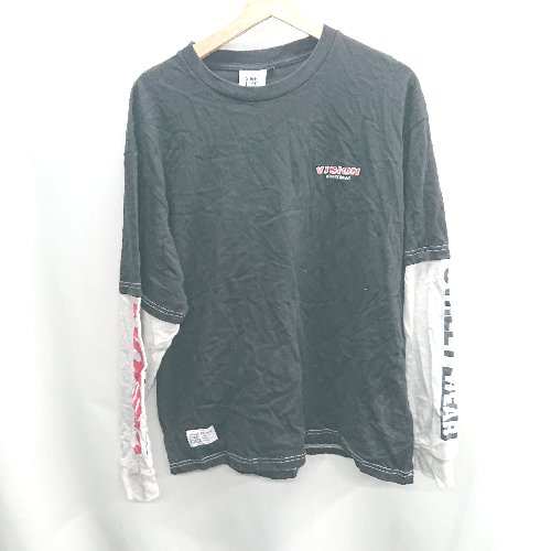 ◇ ⊇ VISION STREET WEAR レイヤード風 ロゴプリント 長袖 ロンT サイズM ブラック マルチカラー メンズ レディース E 【中古】