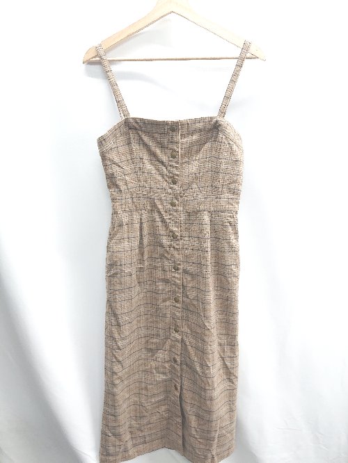 ◇ ⊇ LOWRYS FARM ローリーズファーム チェック 袖なし ロング ワンピース サイズL ブラウン レディース E 【中古】