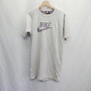 ◇ ⊂ NIKE ナイキ フロントにロゴ 半袖 ひざ丈 スウェットワンピース サイズS ライトグレー レディース E 【中古】
