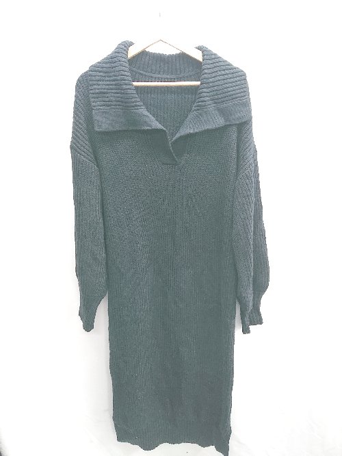 ◇ ⊇ La-gemme ラジエム ストレッチニット ハイネック 長袖 マキシ ワンピース サイズL ブラック レディース E 【中古】