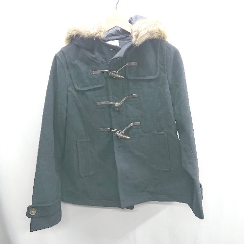 ◇ ⊇ earth music&ecology フェイクファー取外し可能 長袖 ダッフルコート サイズL ネイビー レディース E 【中古】