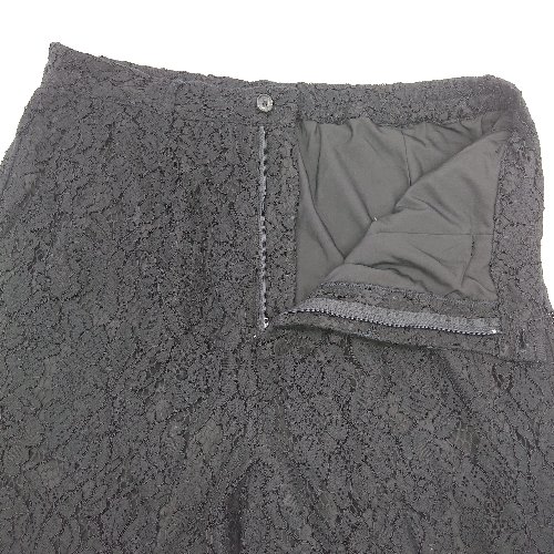 ◇ Θ◎●未使用● CLEL クレイル 表地総レース 新品タグあり 総レース ワイドパンツ サイズL ブラック レディース E 【中古】