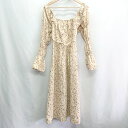 ◇ Θ Heather ヘザー 花柄 長袖 膝下丈 ワンピース サイズM ベージュ系 レディース E 【中古】