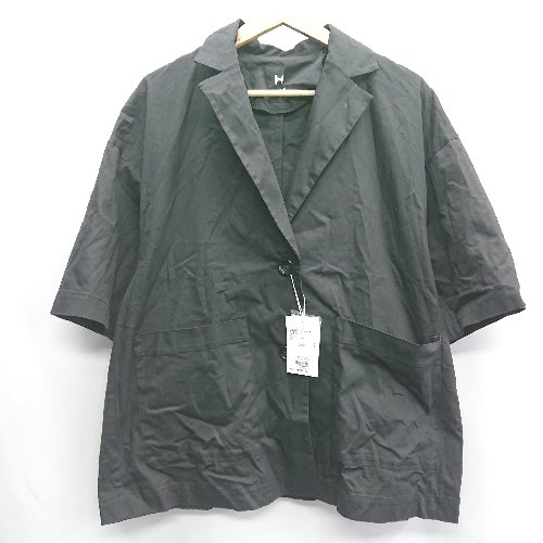 ◇ ⊂ ◎ ●未使用● HEREIAM ヘレイアム ルーズフィット 半袖 ジャケット サイズM ブラック レディース E 【中古】