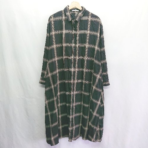 ◇ ⊂ chocol raffine robe ショコラフィネローブ タータンチェック 長袖 膝丈 ワンピース サイズM ブラック レディース E 【中古】