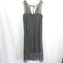 ◇ ⊂ flower ドット 水玉 シアー アシンメトリー 袖なし ロング ワンピース サイズF ブラック レディース E 【中古】