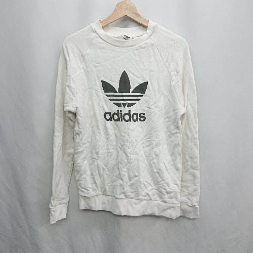 ◇ ⊇ adidas アディダス コットン100% 長袖 トレーナー サイズM ホワイト レディース E 【中古】