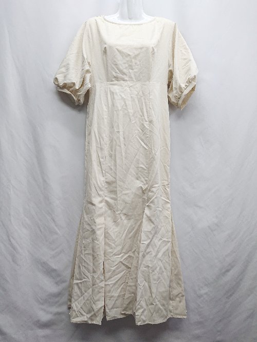 ◇ ⊂◎●未使用● Louere ルエレ パフスリーブ 半袖 ロング ワンピース サイズXL アイボリー系 レディース E 【中古】