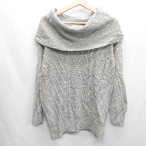 ◇ ⊇ 自由区 ジユウク ウール系 長袖 ニット サイズM グレー レディース E 【中古】