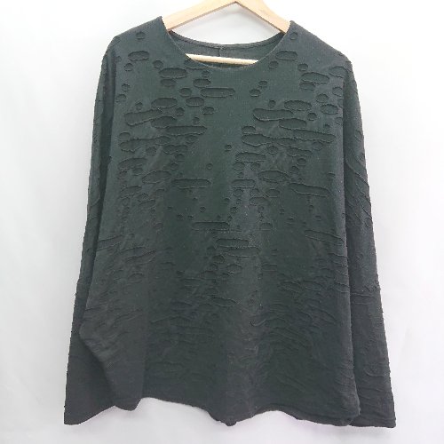 ◇ ⊂Φ antiqua アンティカ コットン100% 七分袖 Tシャツ サイズM ブラック レディース E 【中古】