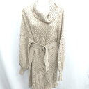 ◇ ⊇ apres jour アプレジュール タートル ベルト付き 長袖 膝丈 ワンピース サイズLL ベージュ レディース E 【中古】