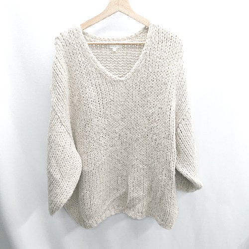■ ⊇ rienda リエンダ Vネック 長袖 ニット セーター サイズF ベージュ レディース E 【中古】