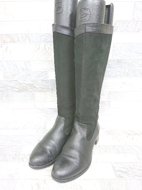 ■ Θ BEAUTY & YOUTH UNITED ARROWS レザー　切替 ロング ブーツ サイズ37 ブラック レディース P 【中..