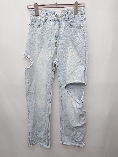 ◇ Θ me+em select ミームセレクト ダメージ カットオフ デニム ジーンズ パンツ サイズM インディゴ レディース P 【中古】