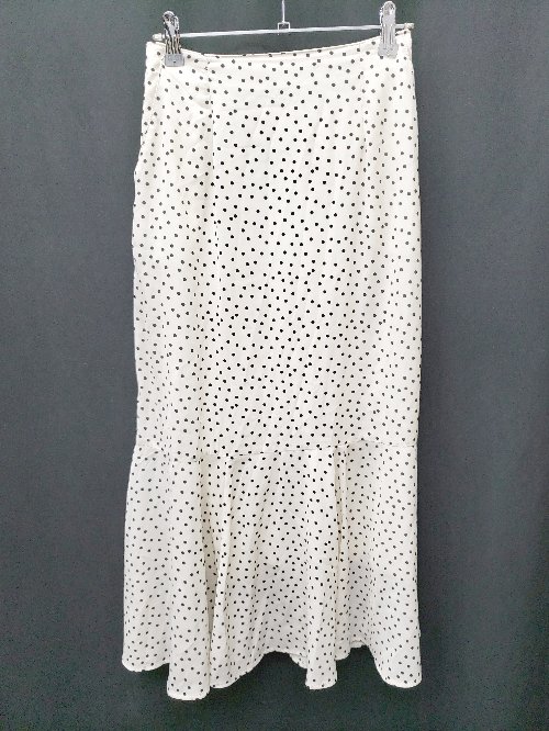 ◇ NICE CLAUP ナイスクラップ ドット 水玉 ロング マーメイド スカート サイズF ホワイト ブラック レディース P 【中古】