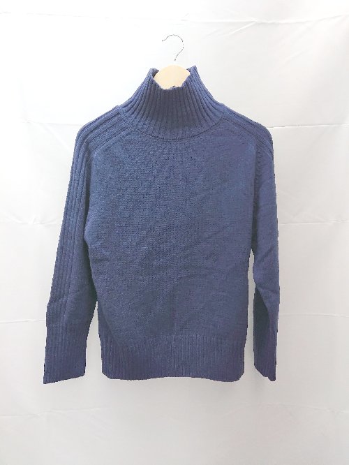 ◇ sara & cake ハイネック シンプル 無地 長袖 ニット セーター サイズ表記なし ネイビー レディース E..