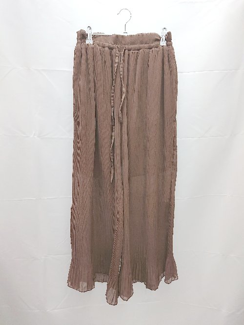◇ Kastane カスタネ プリーツ ウエストゴム シアー ワイドパンツ サイズF ブラウン レディース E 【中古】