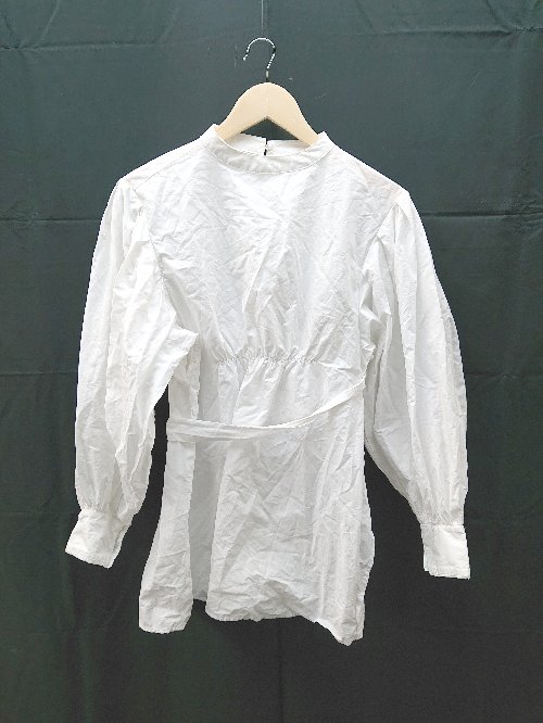 ◇ W.W.G シンプル スタンドカラー ボリューム袖 長袖 シャツ ブラウス サイズF ホワイト レディース E 【中古】