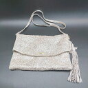 ◇ ROPE PICNIC ロペピクニック ラメ フリンジ ショルダーバック ベージュ レディース E 【中古】
