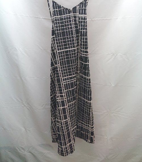 ◇ Samansa Mos2 blue チェック キャミソール ノースリーブ ロング ワンピース サイズF ブラック系 レデ..
