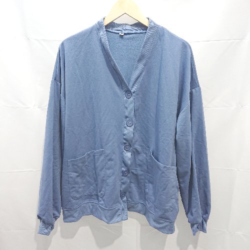◇ - Vネック 長袖 カーディガン サイズ XL ブルー レディース メンズ E 【中古】