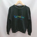 ◇ Daniel Valentino ブランド 刺繍 カラフル コットン 長袖 トレーナー サイズM ブラック メンズ レディース E 【中古】