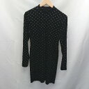 ◇ H&M エイチアンドエム ドット 水玉 キラキラ モックネック スリム ミニ ワンピース Mサイズ ブラック レディース E 【中古】