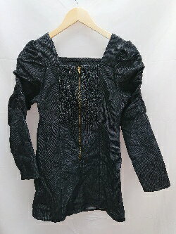 ◇ apres jour アプレジュール デニム パフスリーブ 長袖 ミニ ワンピース サイズF ブラック系 レディース E 【中古】