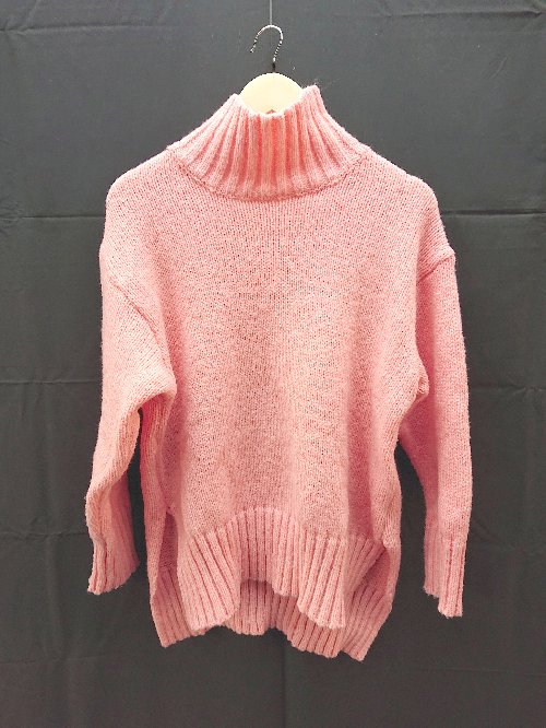 ◇ Aunt Marie's ハイネック　ケーブル　シンプル 長袖 ニット サイズF ピンク系 レディース E 【中古】