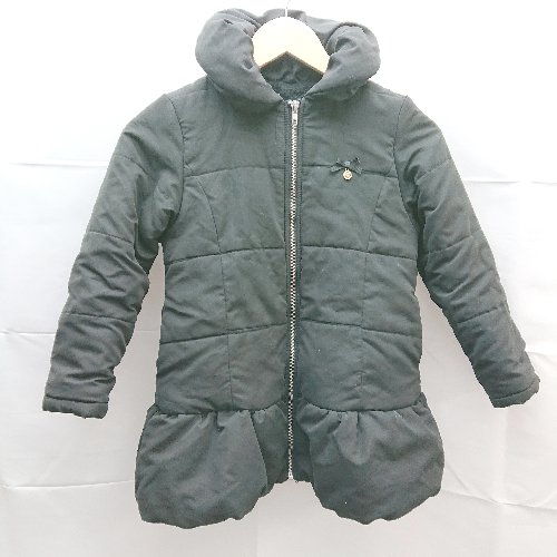 ◇ Menuet メヌエット 裏地ボア ビックカラー 長袖 中綿コート サイズ130 ブラック キッズ E 【中古】