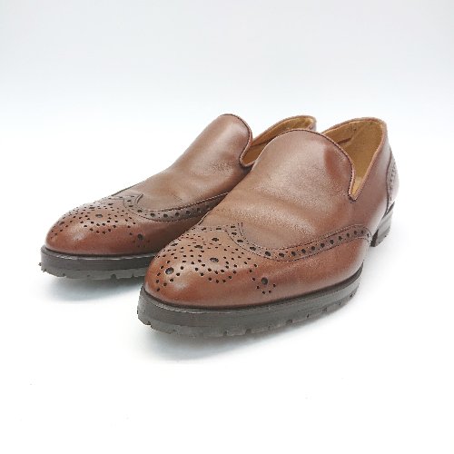 ◇ CALCE ウイングチップ シンプル ビジネス ローファー サイズ39 ブラウン系 メンズ E 【中古】 ◇ CALCE ウイングチップ シンプル ビジネス ローファー サイズ39 ブラウン系 メンズ E 【中古】