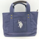 ◇ U.S. POLO ASSN. 刺繡 コンパクト シンプル ハンドバッグ ネイビー系 メンズ E 【中古】