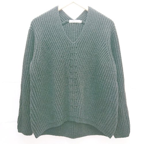 ◇ MOUSSY リブニット 厚手 起毛 Vカットネックデザイン 長袖 ニットソー サイズF ブラック レディース E 【中古】 ◇ MOUSSY リブニット 厚手 起毛 Vカットネックデザイン 長袖 ニットソー サイズF ブラック レディース E 【中古】