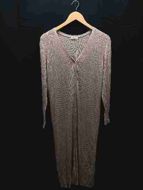 ◇ Ungrid ニット ハーフボタン 羽織 薄手 ワンピ 長袖 カーディガン サイズMS ベージュ レディース E 【中古】