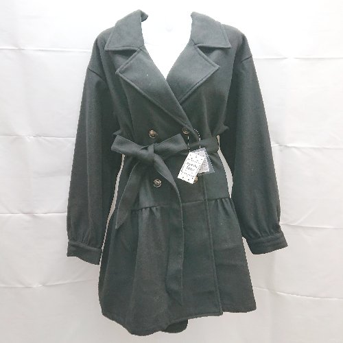 ◇ 新品 apre's jour 大きいサイズ LL ウエストシャーリング 長袖 コート サイズLL ブラック レディース E 【中古】