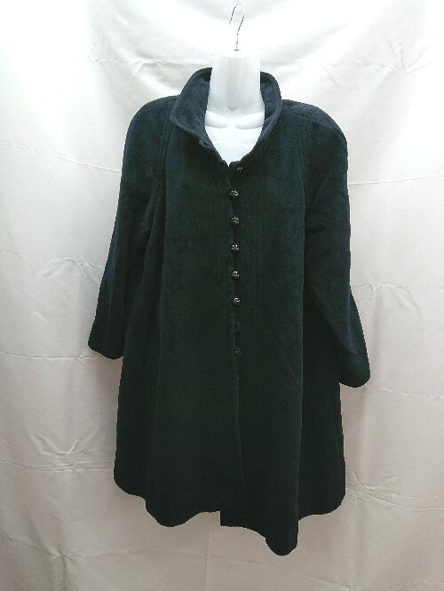 ◇ Lobjie Value ロブジェ アンゴラ100％ シンプル ロング丈 長袖 コート ジャケット サイズ9AR ブラック レディース E 【中古】