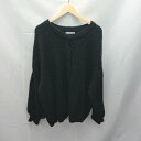 ◇ Aunt Marie's ボタン ケーブル 起毛 シンプル 長袖 カーディガン サイズF ネイビー系 レディース E 【中古】(4)