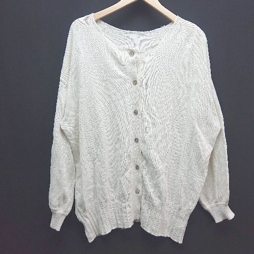 ◇ SALONadametrope サロンアダムエロペ オーバーサイズ 前ボタン閉め 長袖 カーディガン サイズF アイボリー レディース E 【中古】