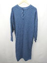 ◇ LOWRYS FARM ケーブル 起毛 スリット シンプル オシャレ 長袖 ロング丈 ワンピース サイズF ブルー系 レディース E 【中古】