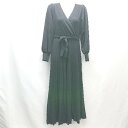 ◇ Vis フロントクロス 上品 フォーマル タイトシルエット 長袖 ロング ニット ワンピース サイズF ブラック レディース E 【中古】