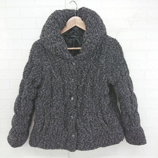 ■ Rote Rose 中綿 スナップボタン 秋冬 長袖 ビッグカラー ジャケット サイズ M ブラック グレー レディース E 【中古】 ■ Rote Rose 中綿 スナップボタン 秋冬 長袖 ビッグカラー ジャケット サイズ M ブラック グレー レディース E 【中古】