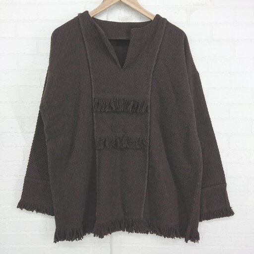 ◇ select MOCA ナチュラル フリンジ キーネック 長袖 チュニック プルオーバー サイズF ダークブラウン レディース E 【中古】 ◇ select MOCA ナチュラル フリンジ キーネック 長袖 チュニック プルオーバー サイズF ダークブラウン レディース E 【中古】