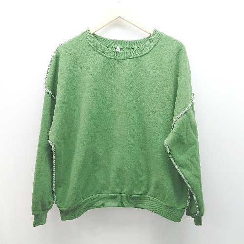 ◇ Futier land フューティアランド クルーネック 裏起毛 ステッチ 長袖 トレーナー サイズF グリーン ..